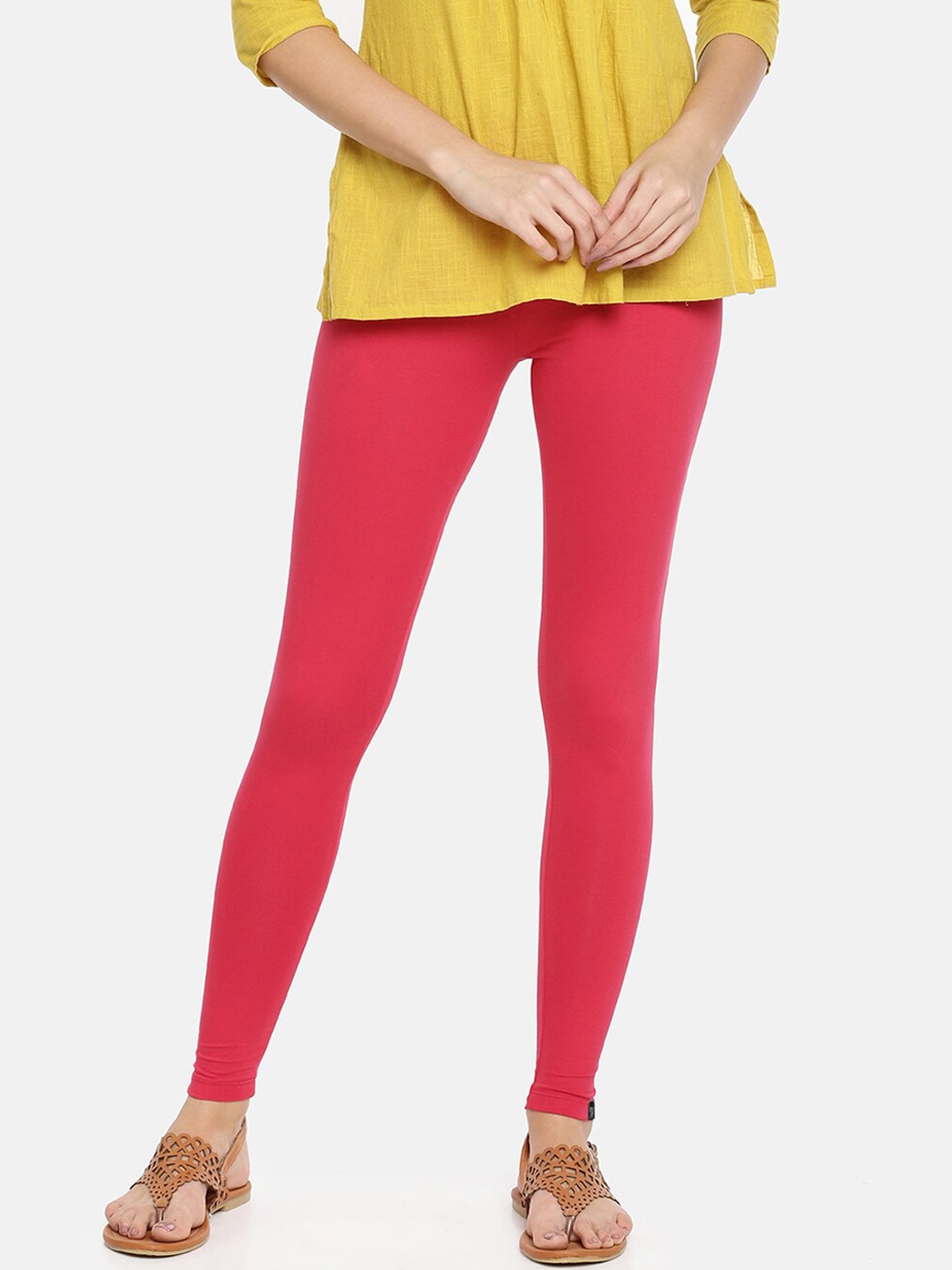 

TWIN BIRDS Women Solid Super Stretch Cotton Ankle Length Leggings, Pink