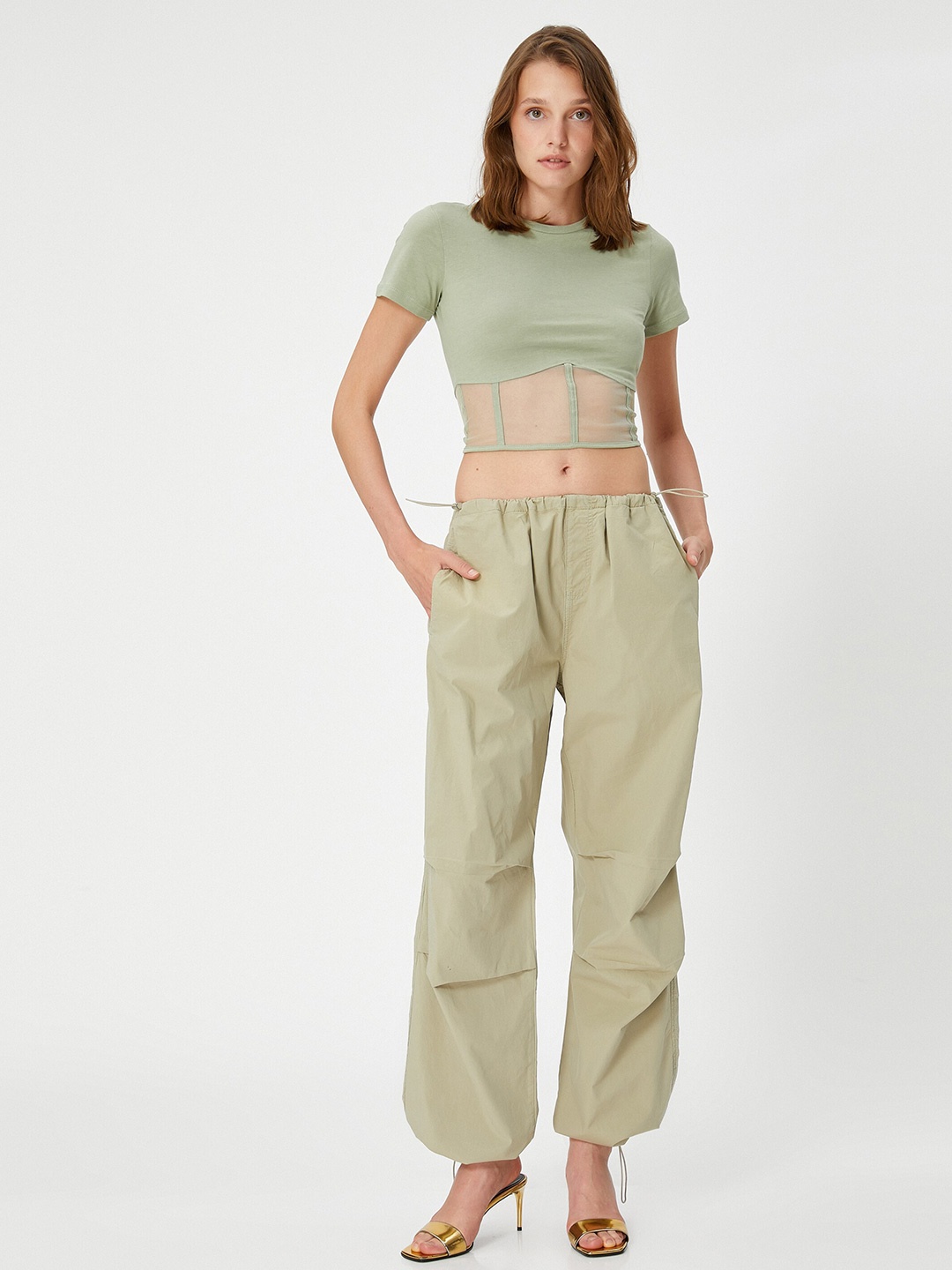 

Koton Cotton Round Neck Top, Green