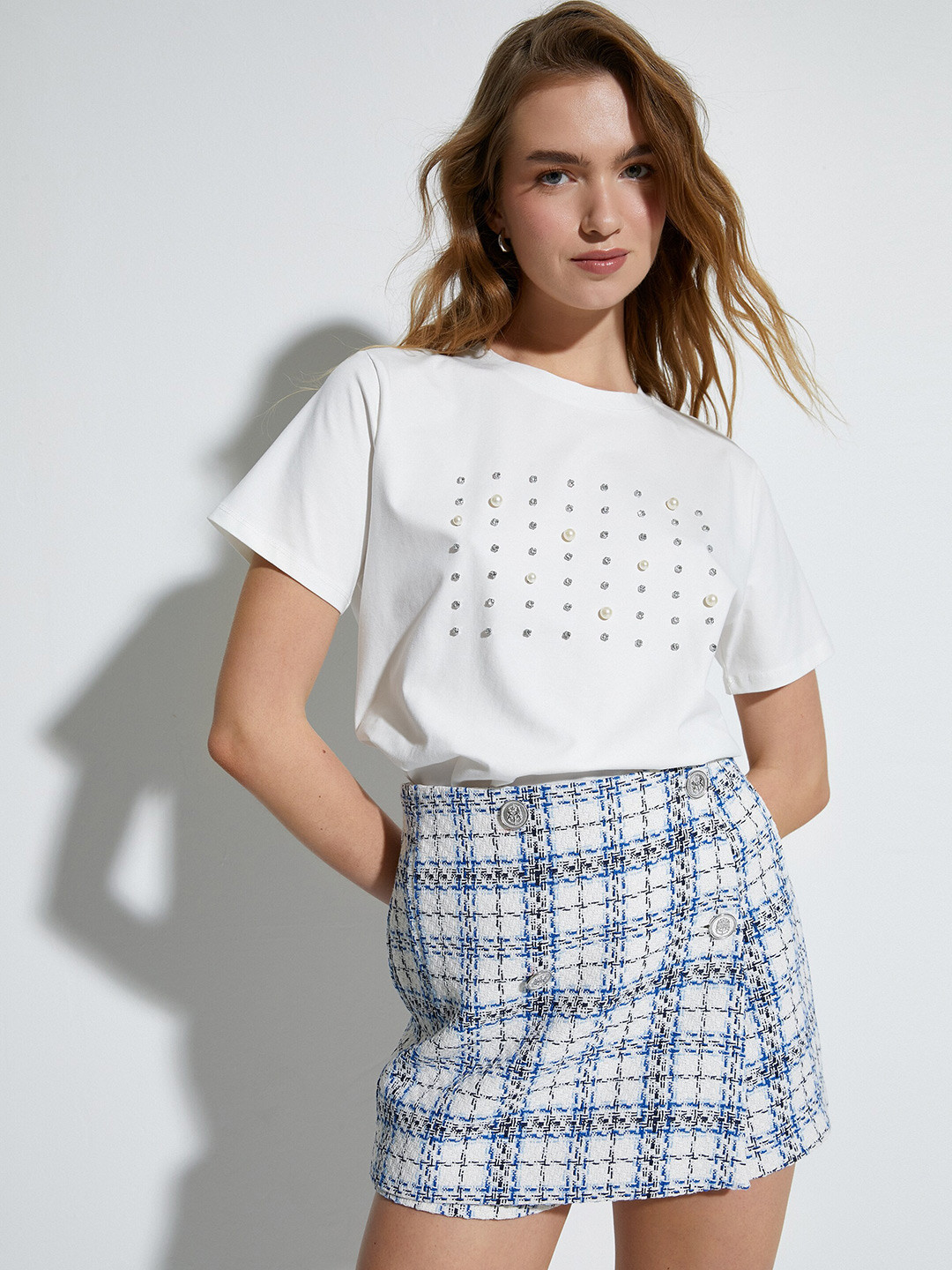 

Koton Printed Round Neck Short Sleeves Cotton T-shirt, White