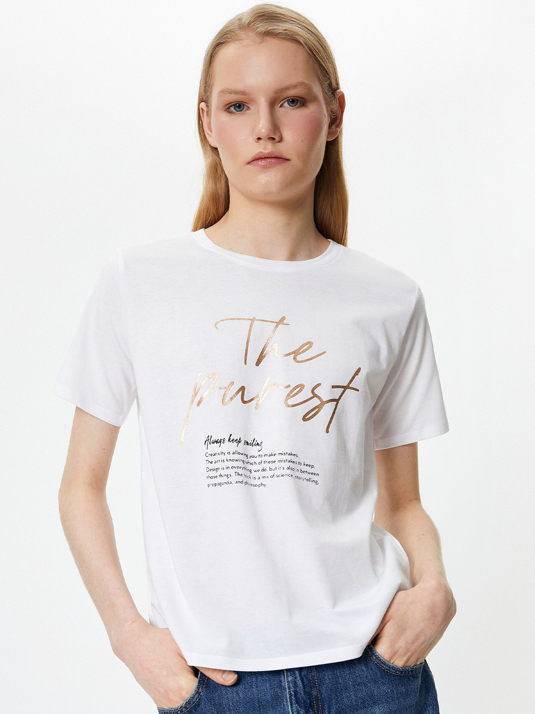 

Koton Typography Printed Pure Cotton T-shirt, White