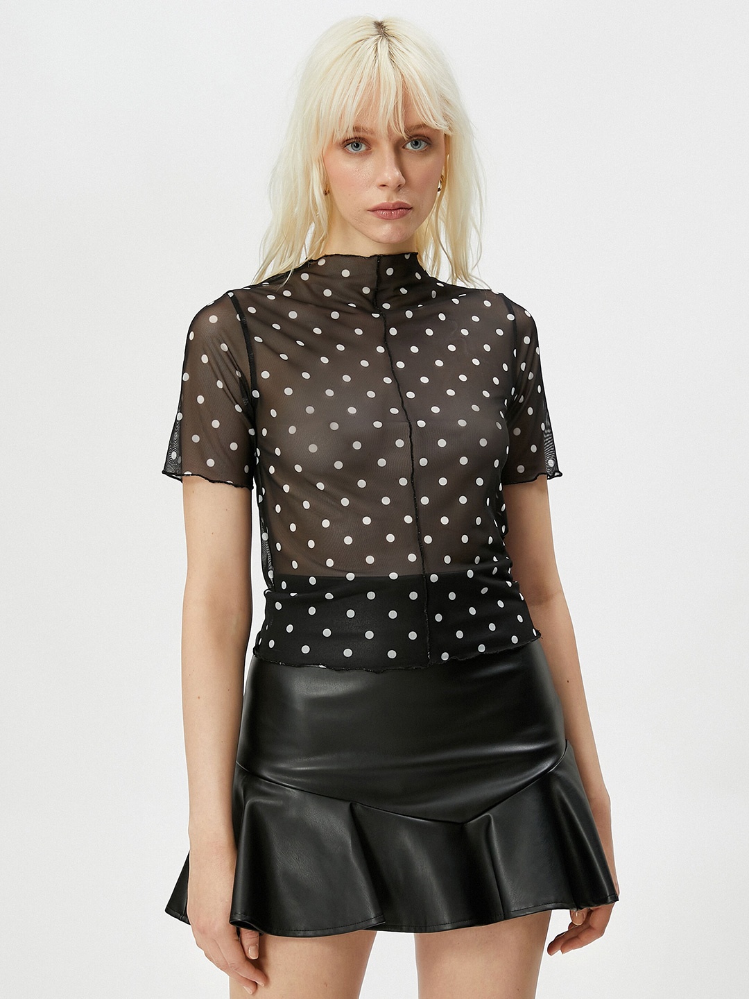 

Koton Polka Dot Print Regular Top, Black