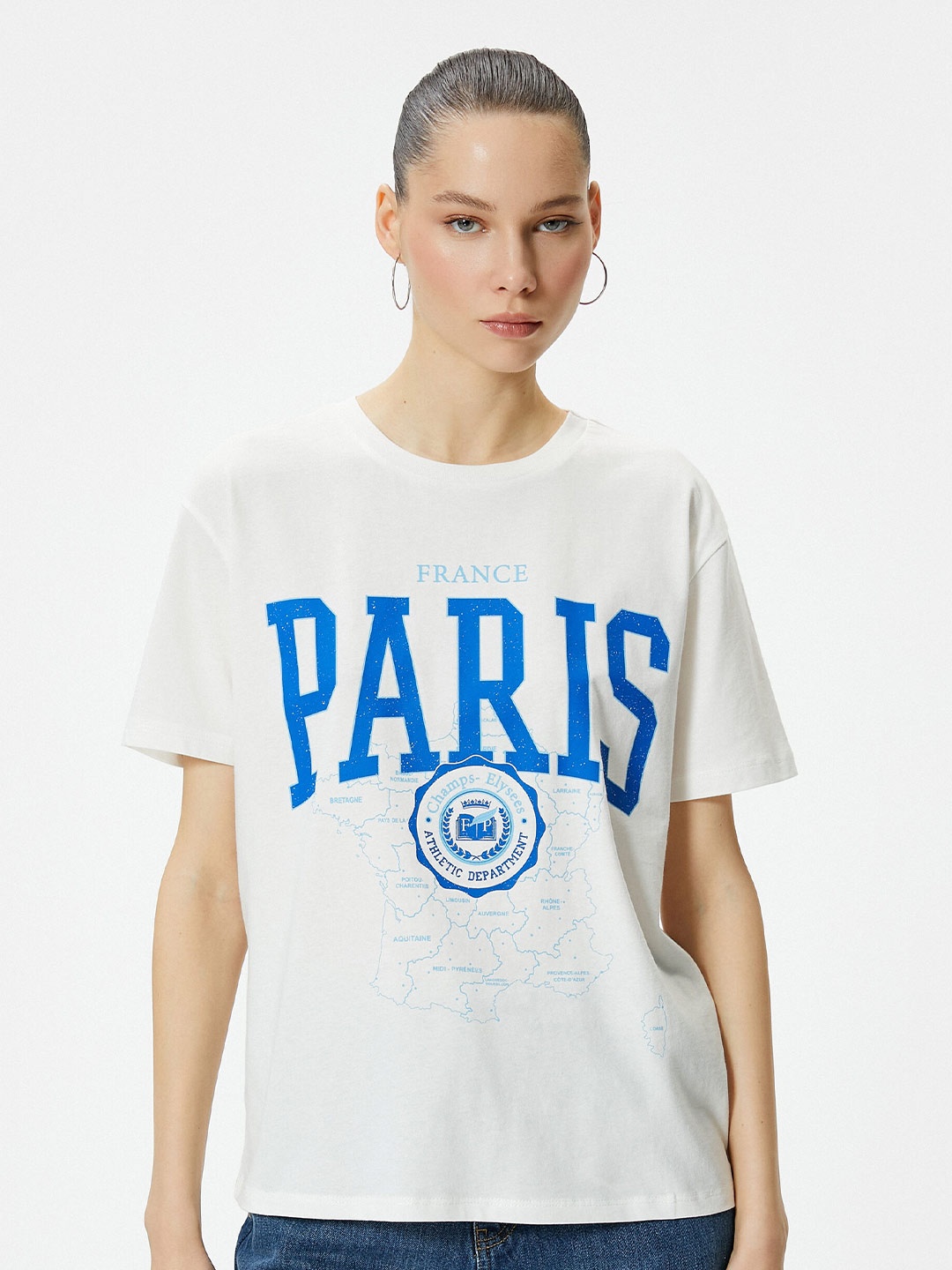 Koton Typography Printed Pure Cotton T-shirt, Beige