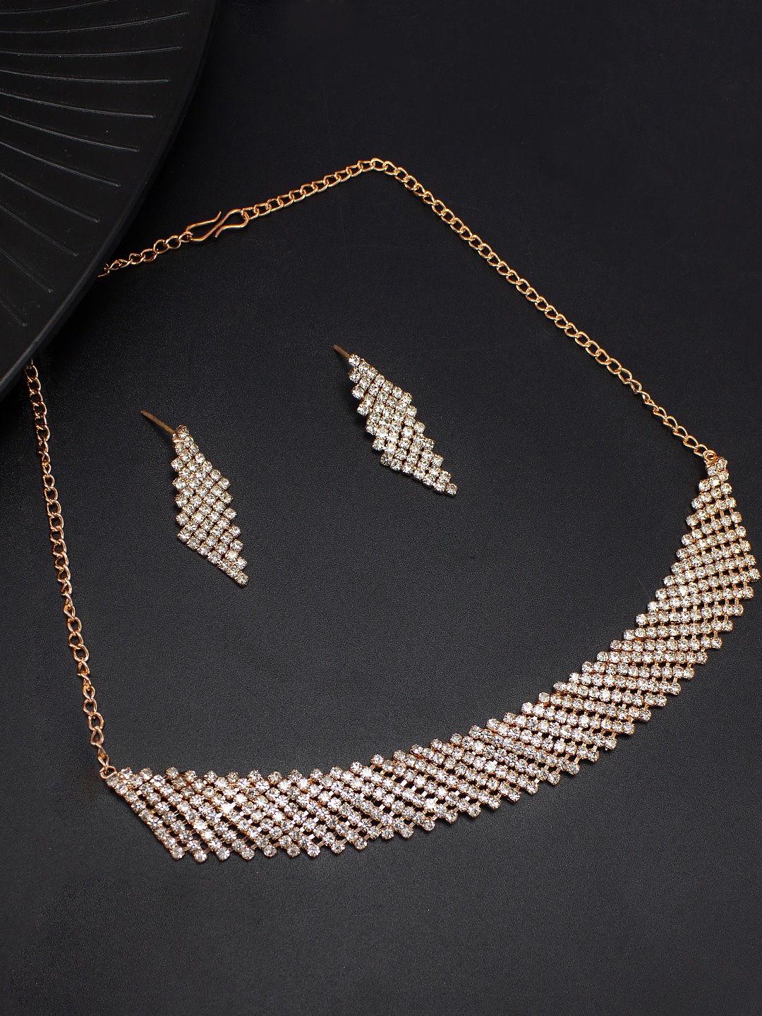 

PRIVIU Rose Gold-Plated Cubic Zirconia-Studded Jewellery Set