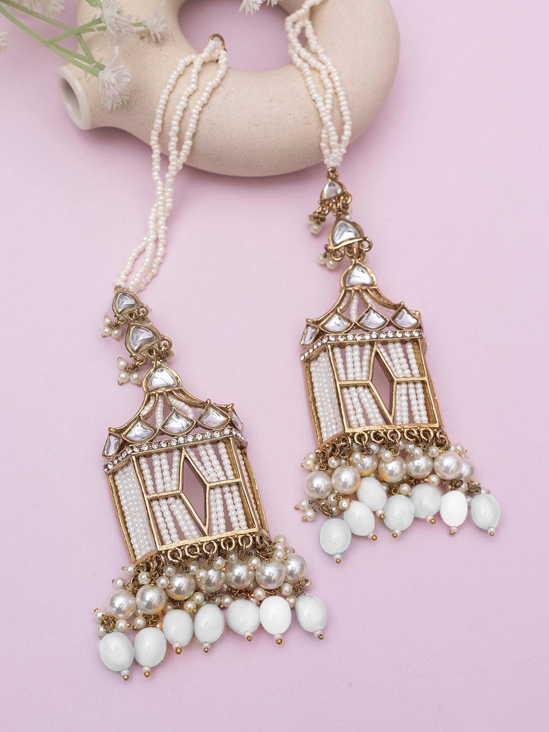 

PRIVIU Gold Plated Pearls Classic Drop Earrings, White