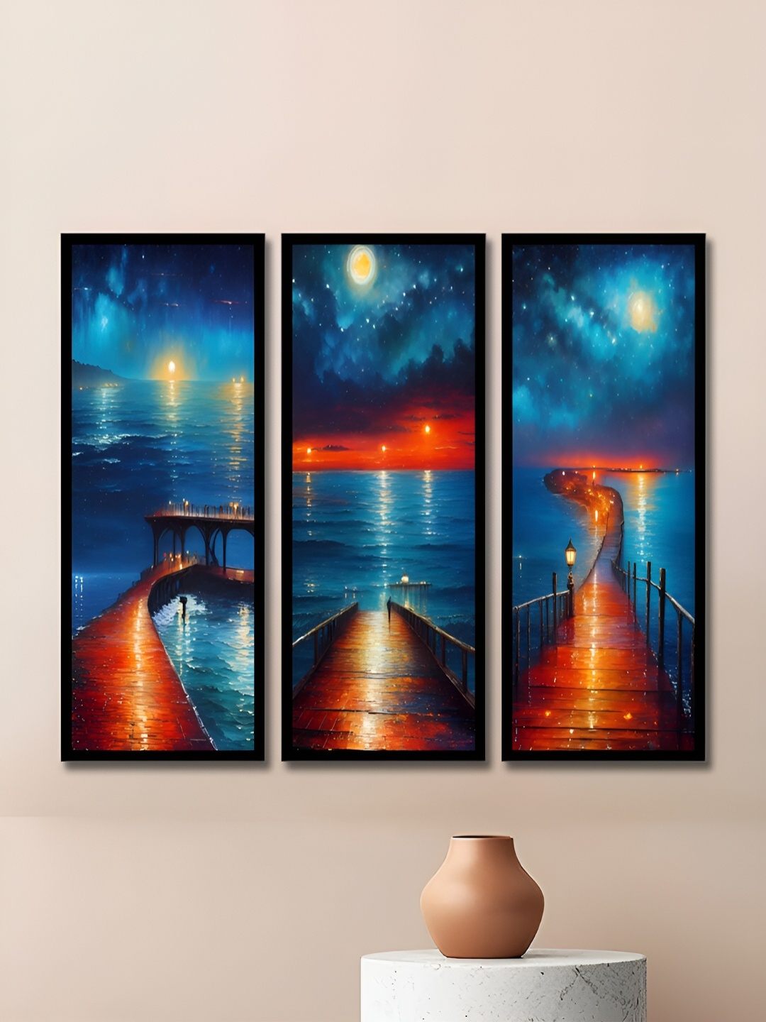 

WENS Black & Blue 3 Pieces Other Painting Wall Art