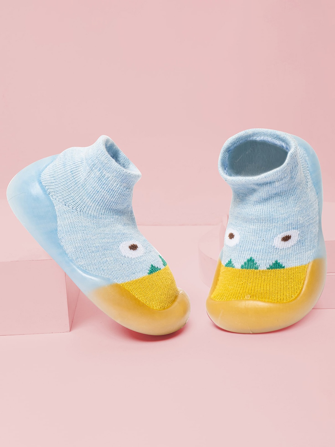 

Baby Moo Kids Cute Eye Textured Anti Skid Slip On Sneakers, Blue