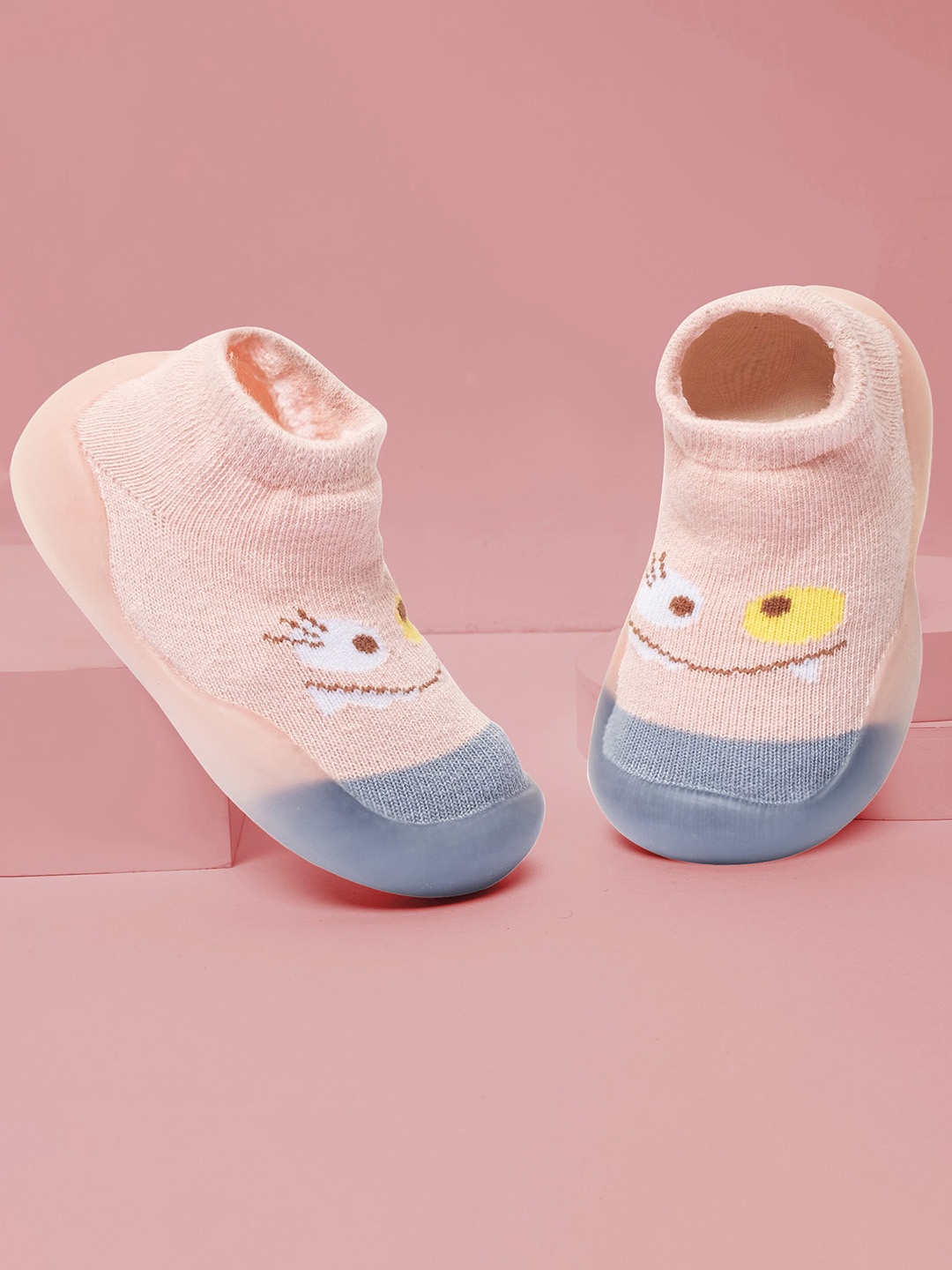 

Baby Moo Kids Cute Eye Textured Anti Skid Slip On Sneakers, Pink