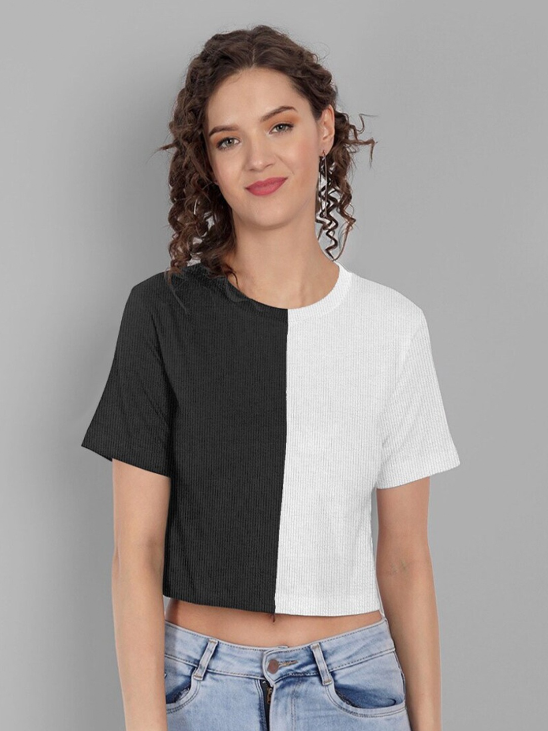 

BAESD Colourblocked Crop Top, Black