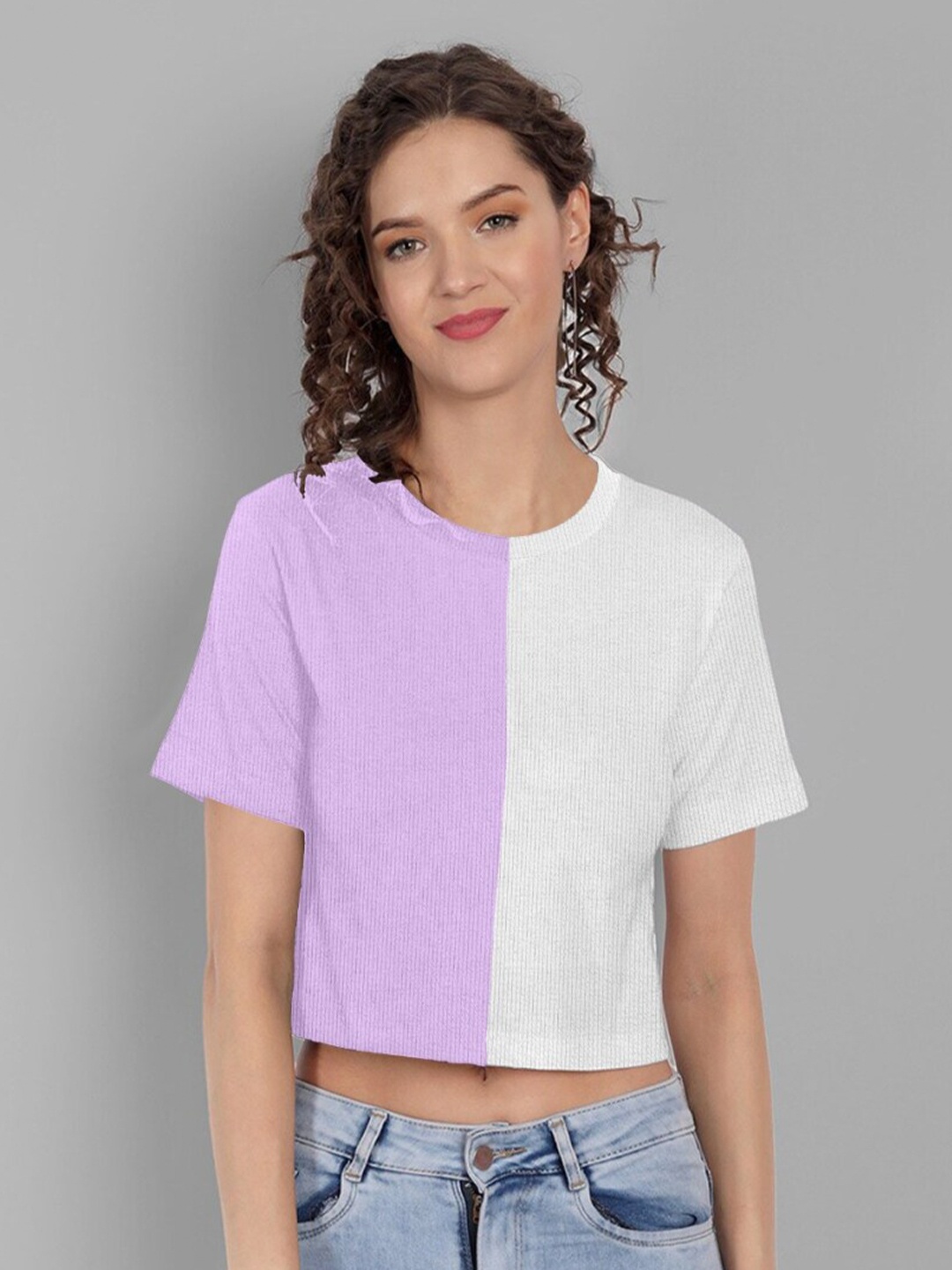 

BAESD Colourblocked Crop Top, Purple