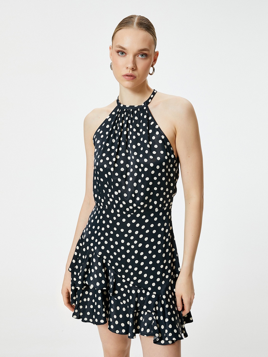 

Koton Polka Dot Printed A-Line Dress, Black