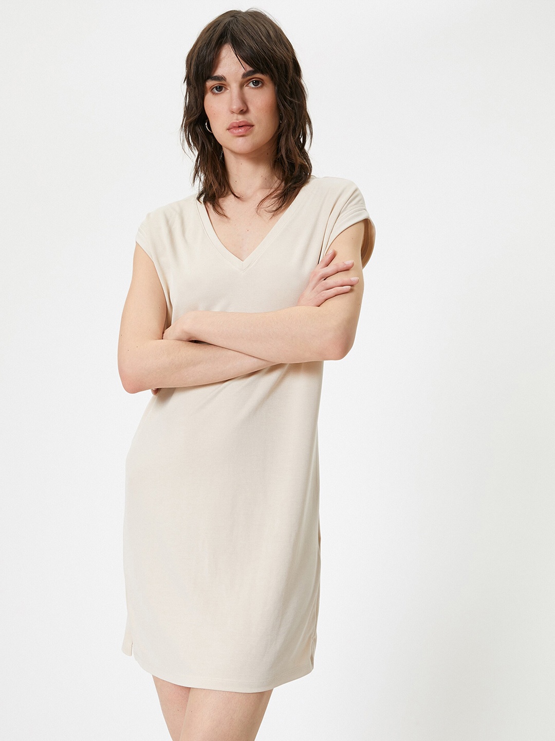 

Koton V-Neck Sheath Dress, Beige