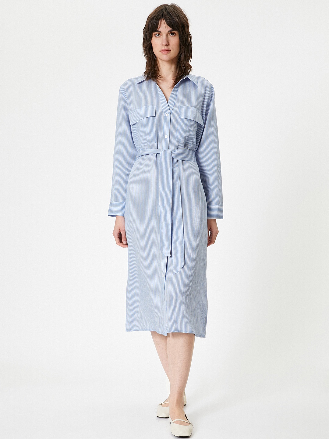 

Koton Striped Shirt Midi Dress, Blue