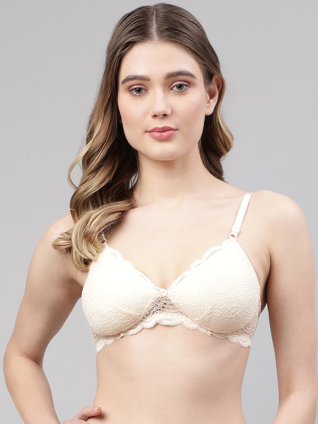 

In-Curve Self Design Lightly Padded Lingerie Set, Brown