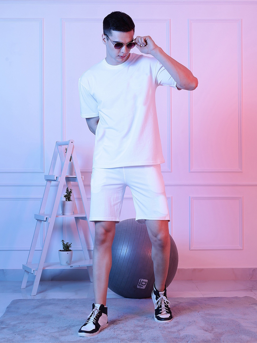 

PockMAN Round Neck T-Shirt & Shorts Co-Ords Set, White