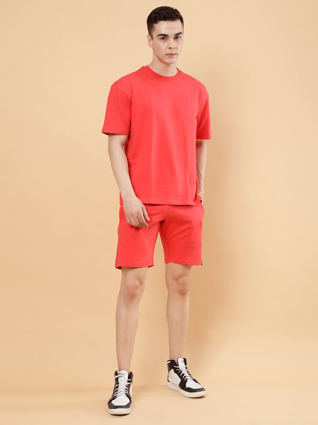 

PockMAN Round Neck T-shirt with Shorts, Red