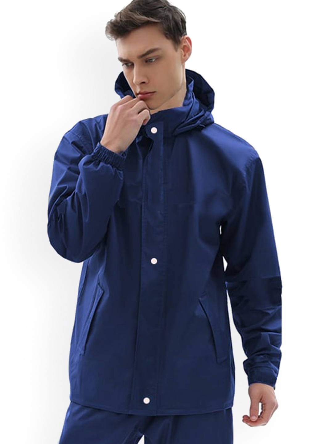 

CAMISON Hooded Reflective Rain Jacket, Blue