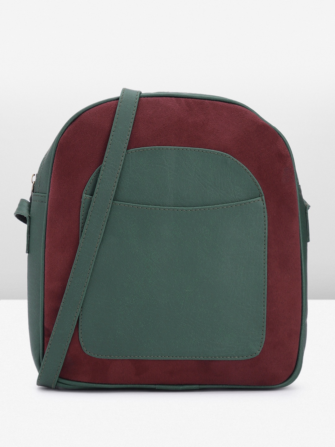 

Mast & Harbour Colourblocked Suede Bowling Sling Bag, Maroon