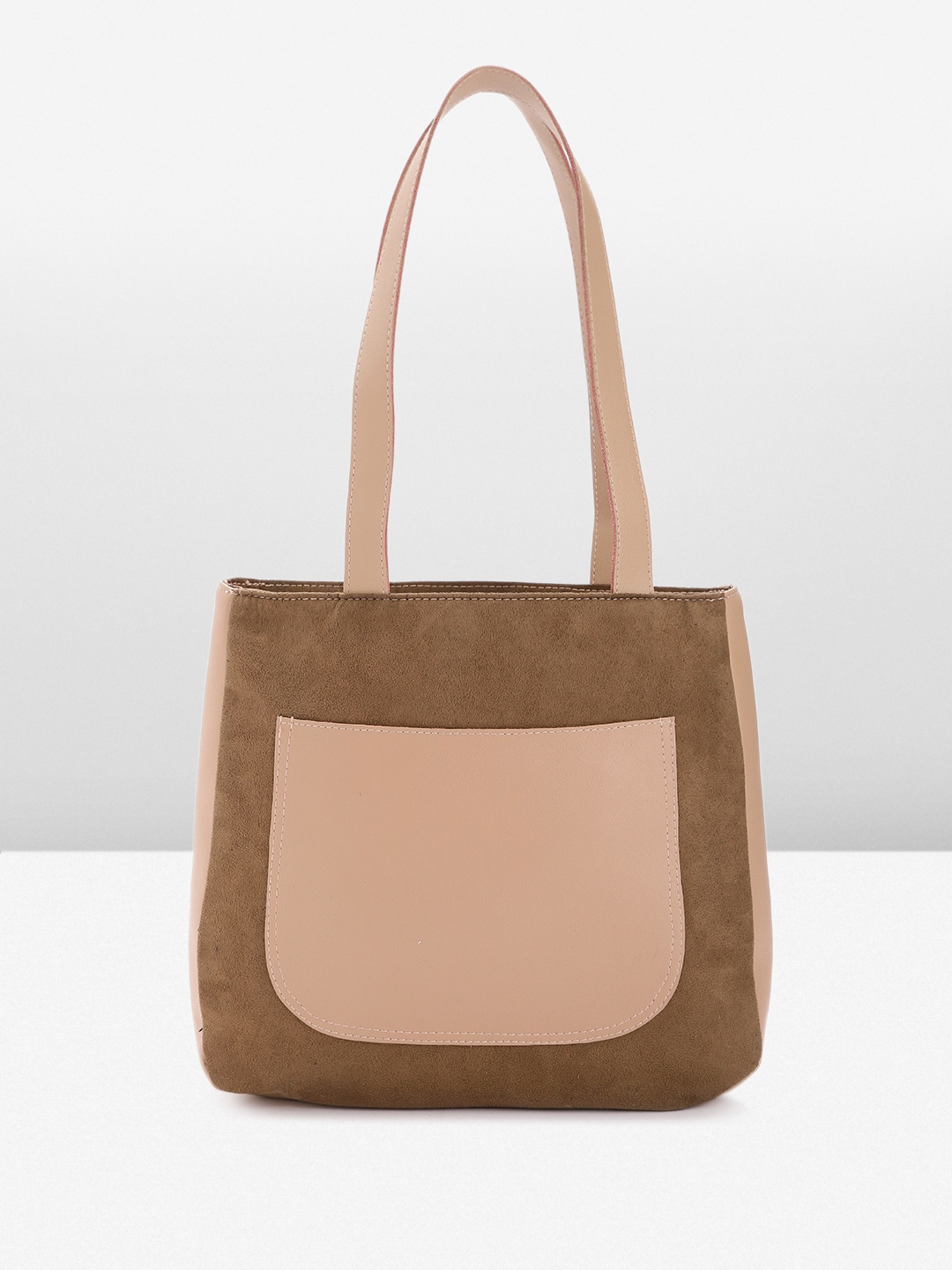 

Mast & Harbour Colourblocked Suede Shopper Handheld Bag, Brown