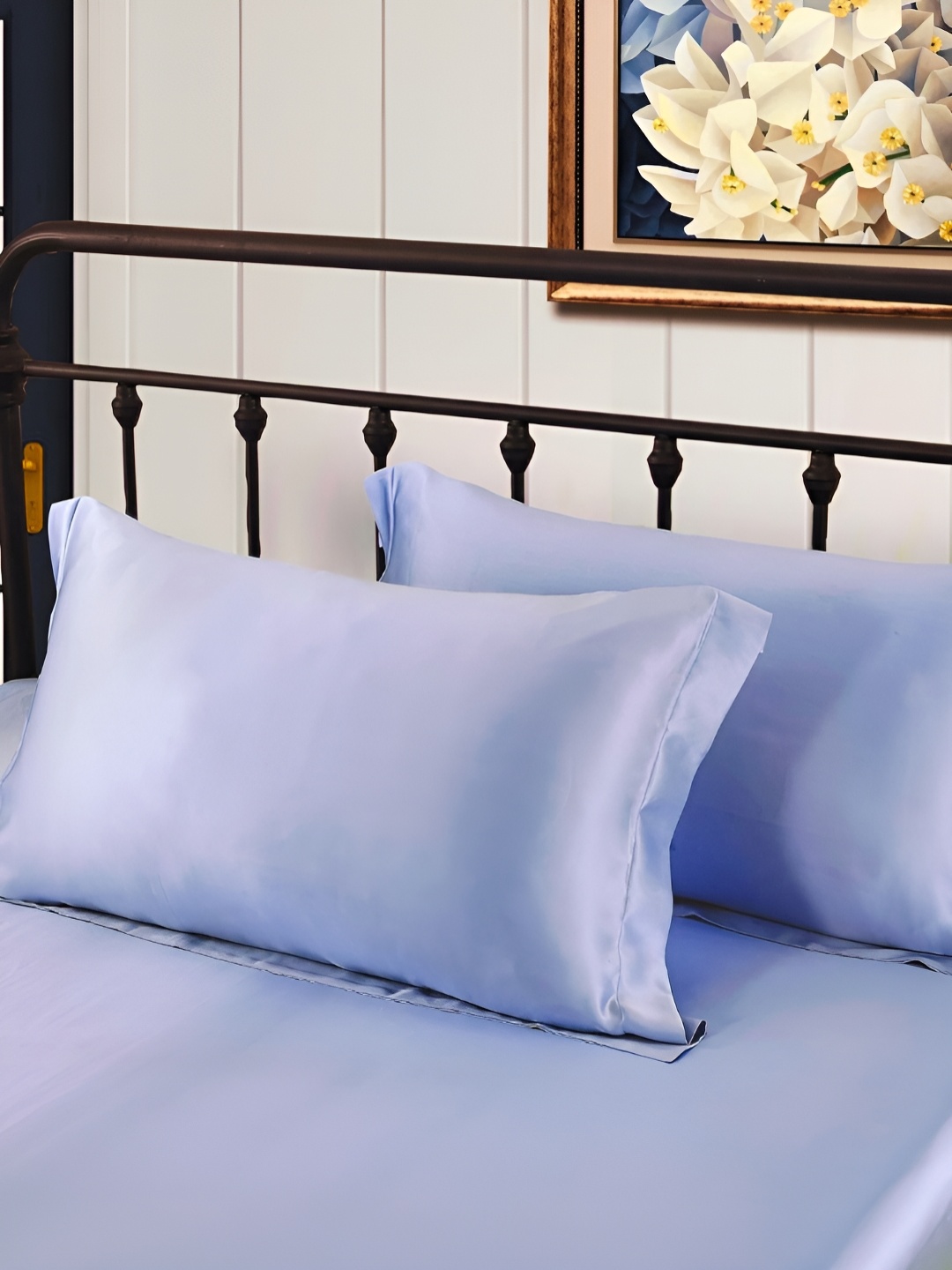 

Mueras Blue Silk Satin Pillow Cover