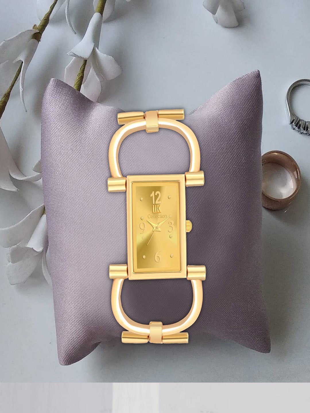 

IIK COLLECTION Girls Gold Rectangle Dial Bracelet Style Chain Analogue Display Watch