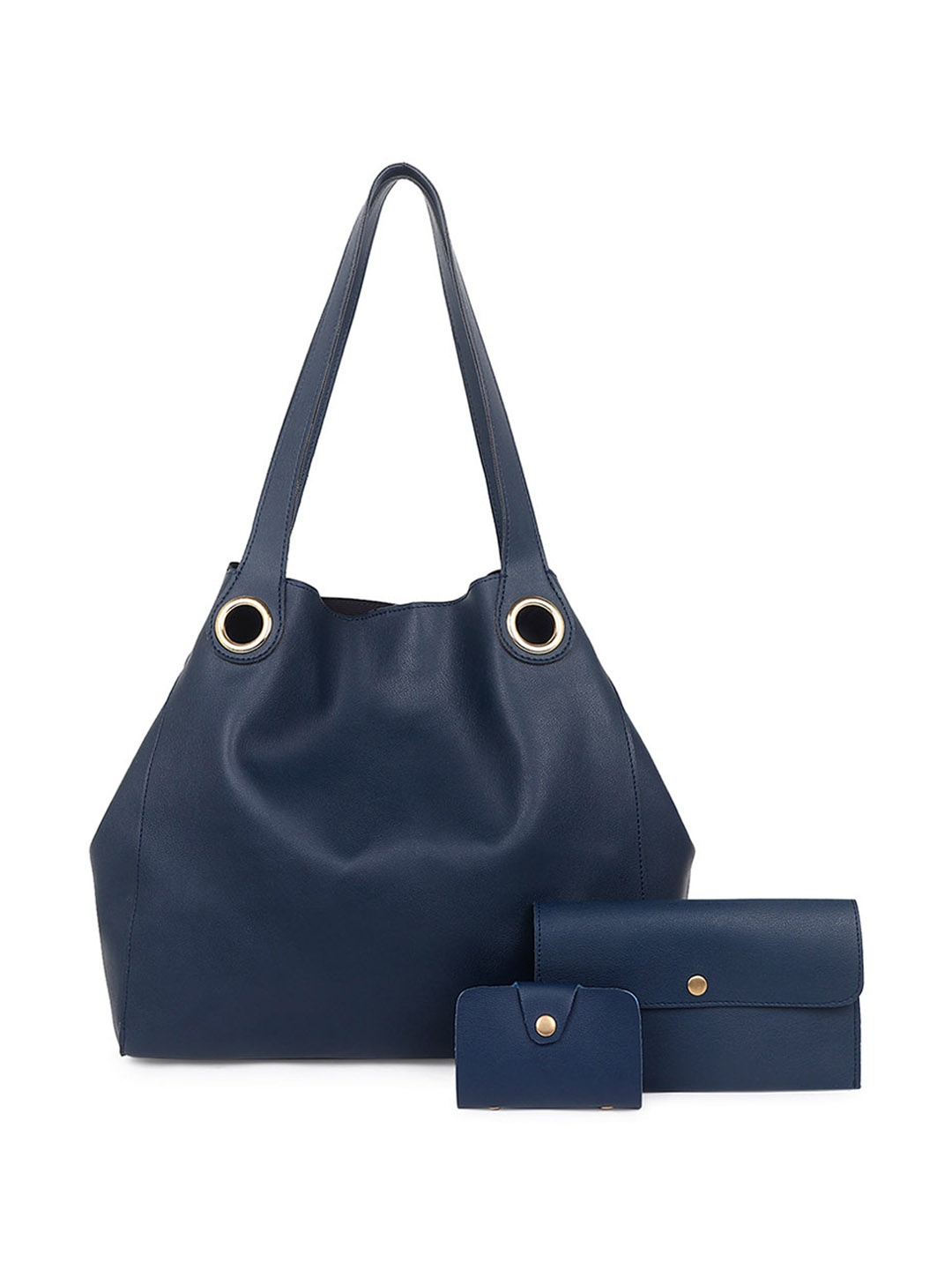 

Black Spade Set Of 3 Tote Bag With Wallet Pouch & Card Holder, Blue