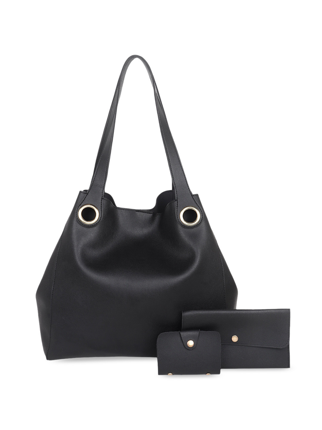 

Black Spade Pack of 3 Solid Tote Bag With Wallet Pouch and Card Holder