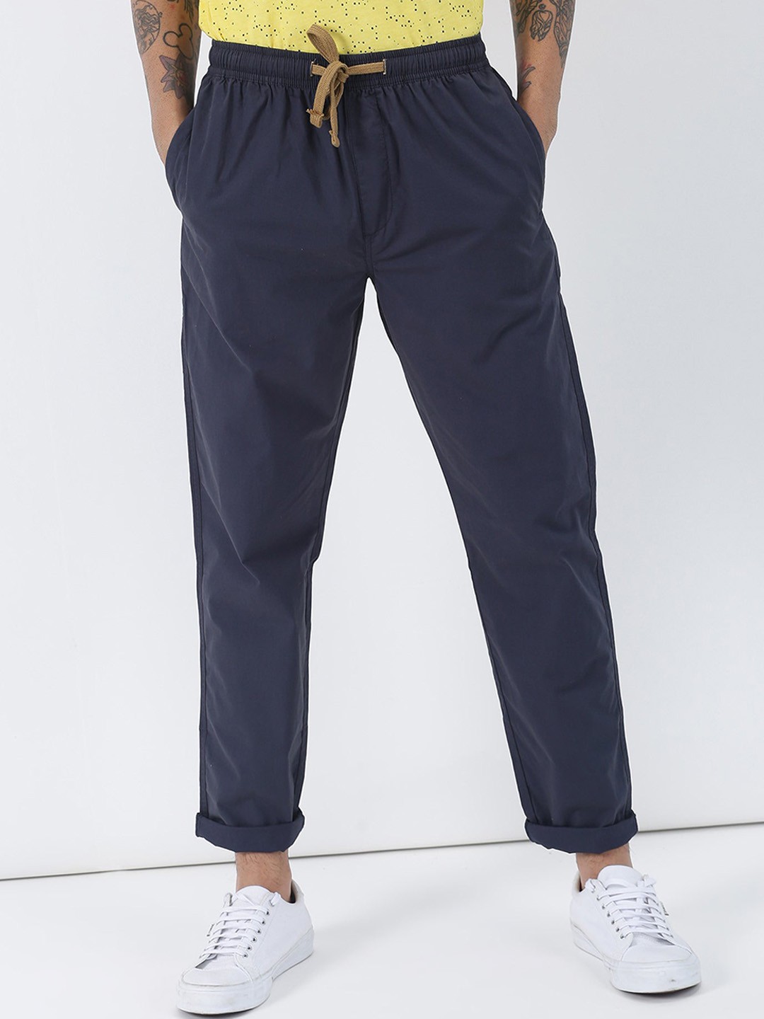 

Red Flame Men Pure Cotton Mid Rise Track Pant, Grey