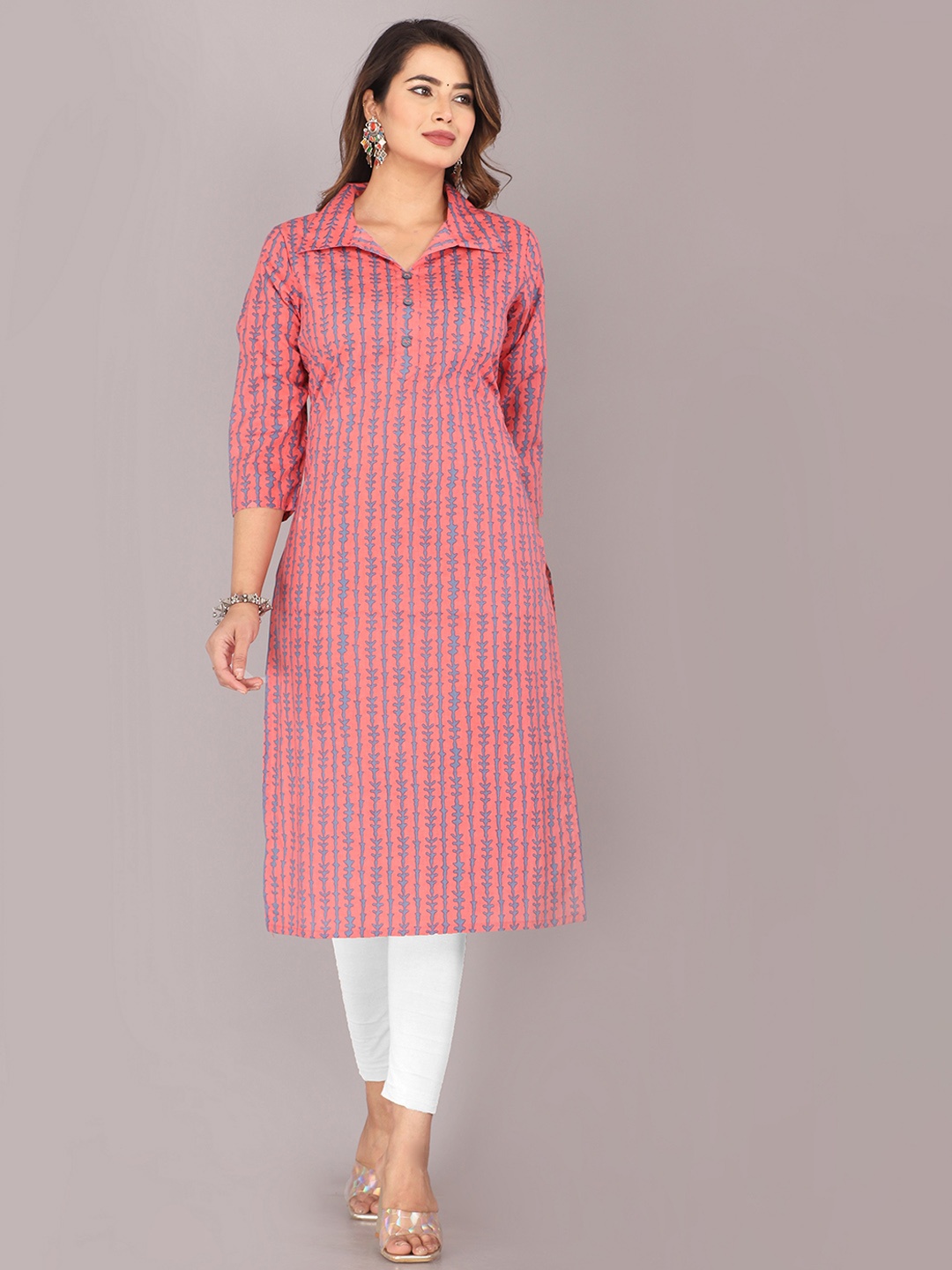 

KANNAHI Abstract Printed Pure Cotton Kurta, Pink