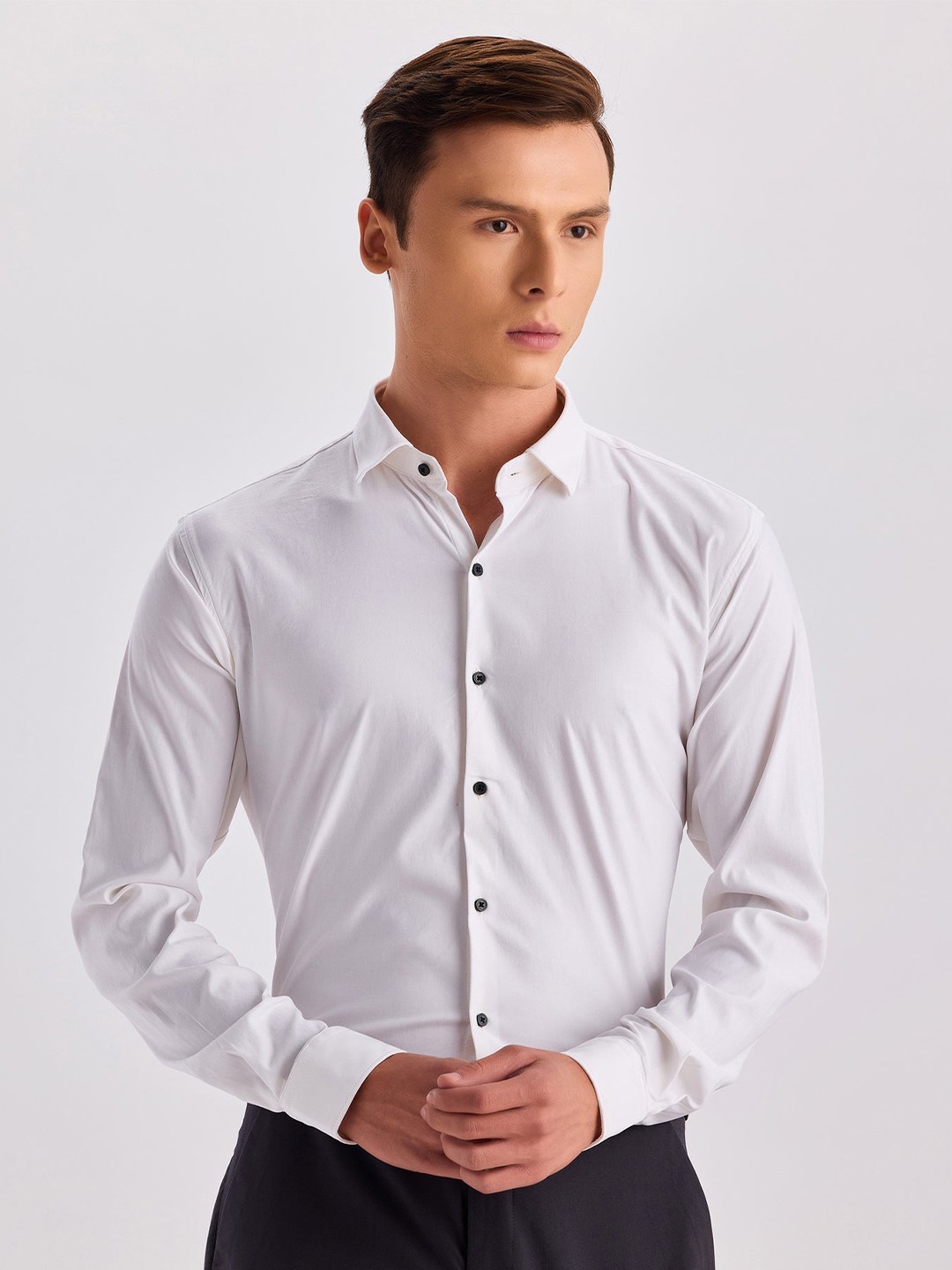 

Stori Spread Collar Twill Formal Shirt, Cream