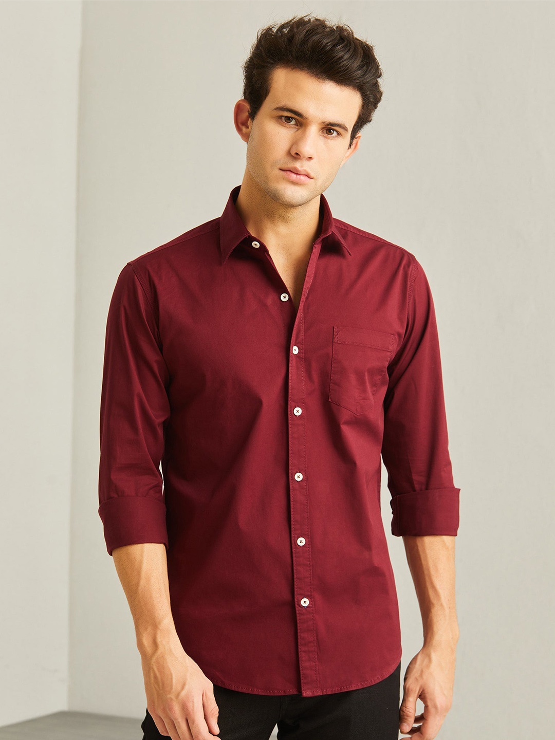 

Red Flame Spread Collar Casual Shirt