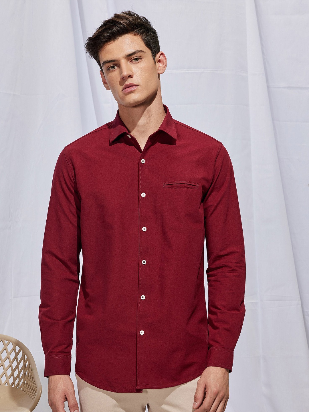 

Red Flame Spread Collar Pure Cotton Casual Shirt