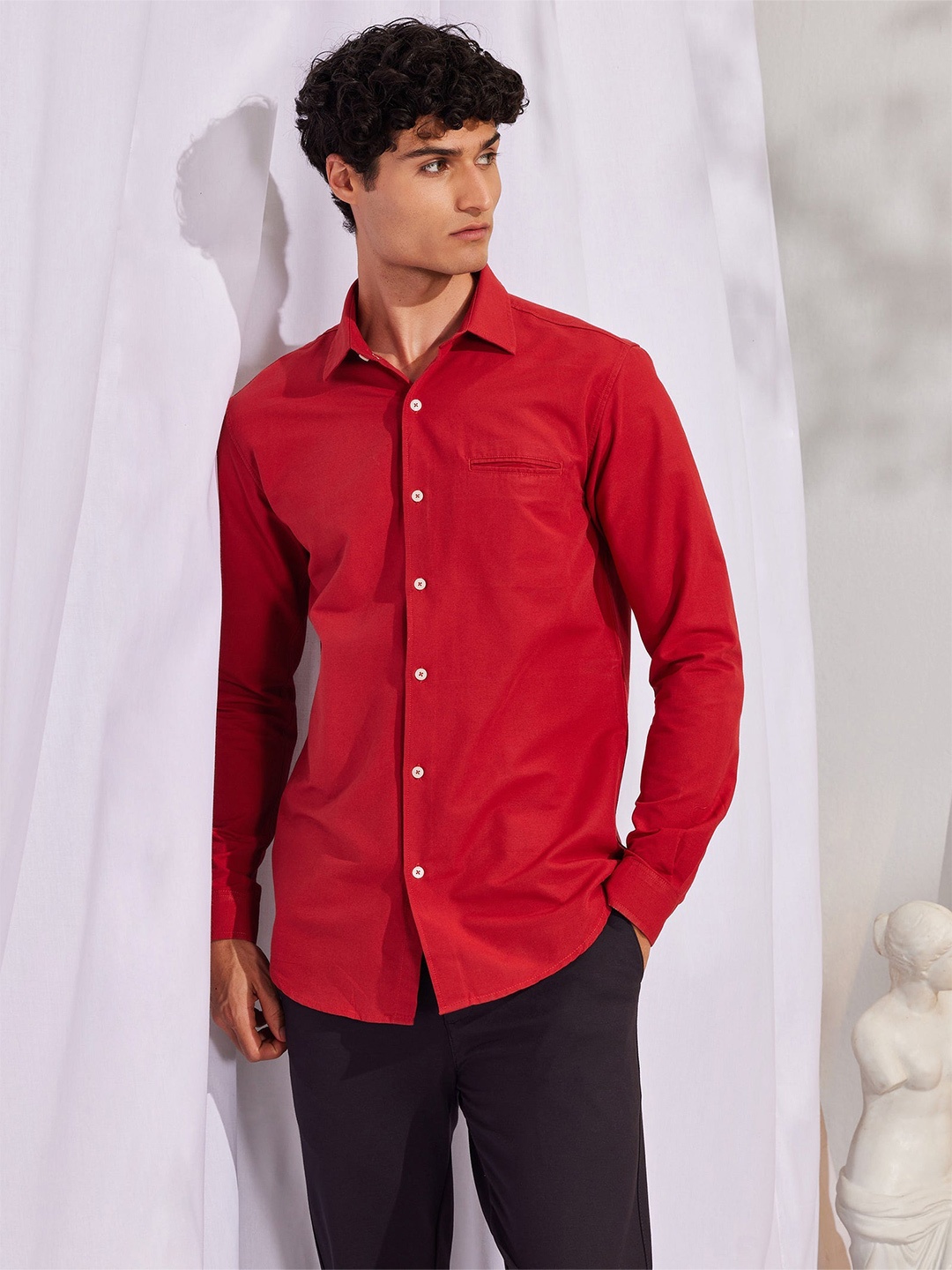 

Red Flame Spread Collar Pure Cotton Casual Shirt