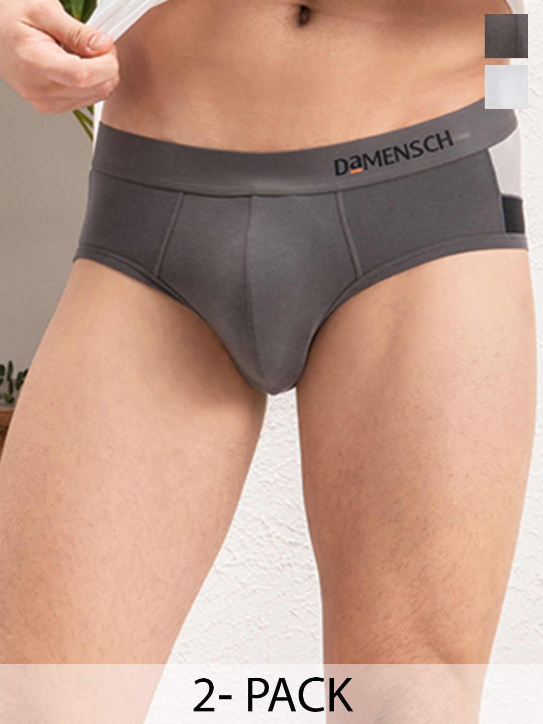 

DAMENSCH Pack of 2 Deo-Soft Deodorizing Briefs MX1058-MX1884, Grey