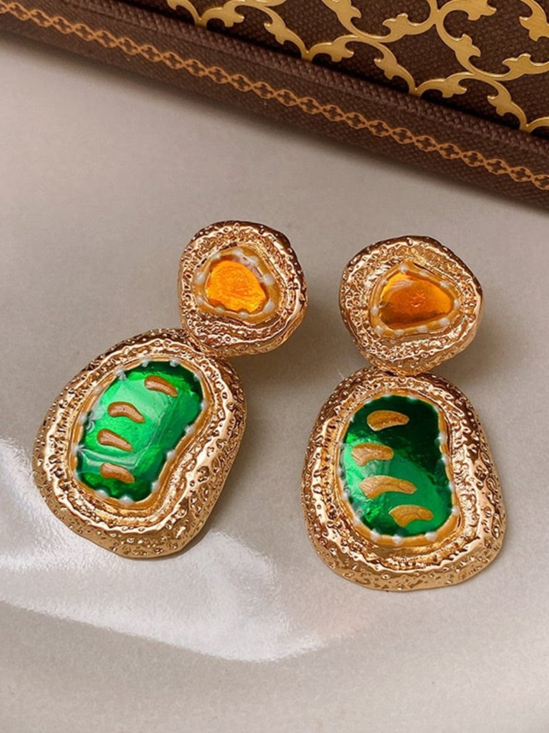 

Dorada Jewellery 18K Gold-Plated Enamelled Contemporary Drop Earrings