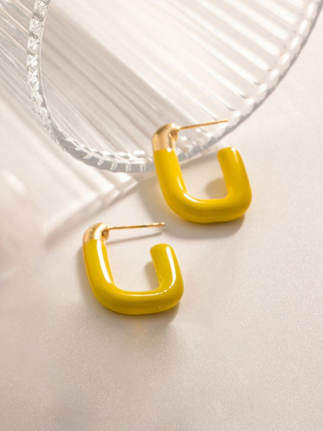 

Dorada Jewellery Gold-Plated Geometric Half Hoop Earrings, Yellow