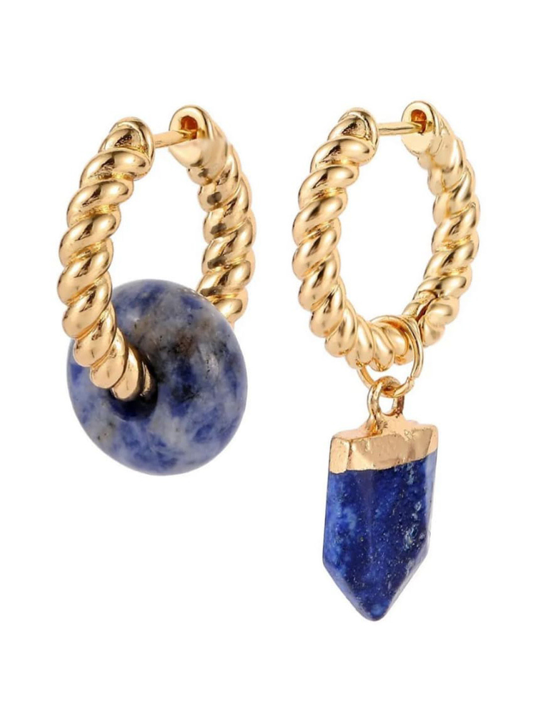

Dorada Jewellery Gold-Plated Contemporary Hoop Earrings, Blue