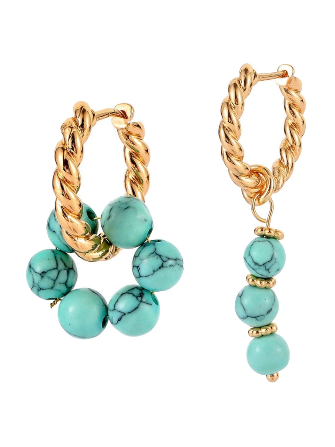 

Dorada Jewellery Gold-Plated Contemporary Hoop Earrings, Turquoise blue