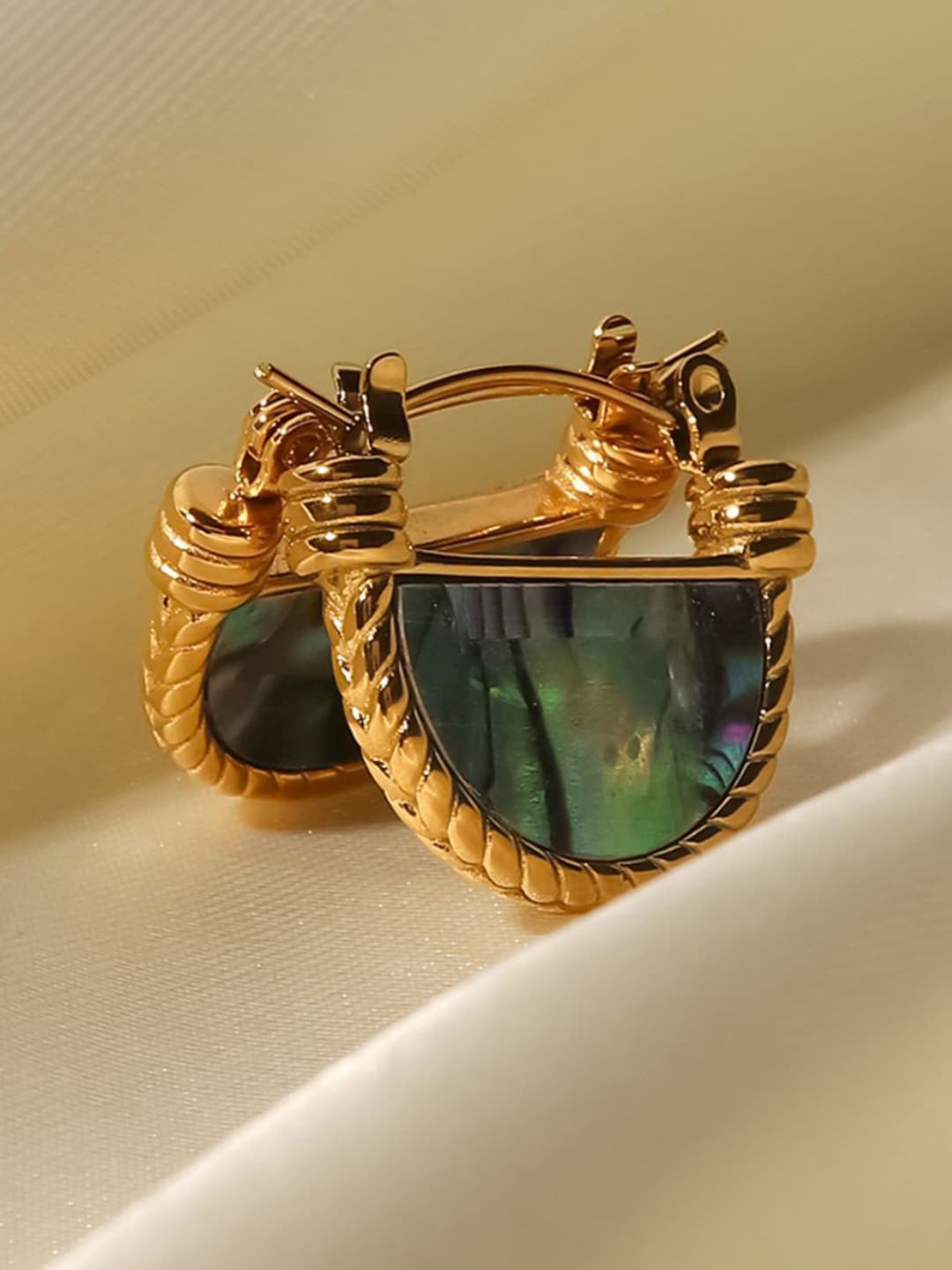 

Dorada Jewellery Gold-Plated Contemporary Studs Earrings, Green