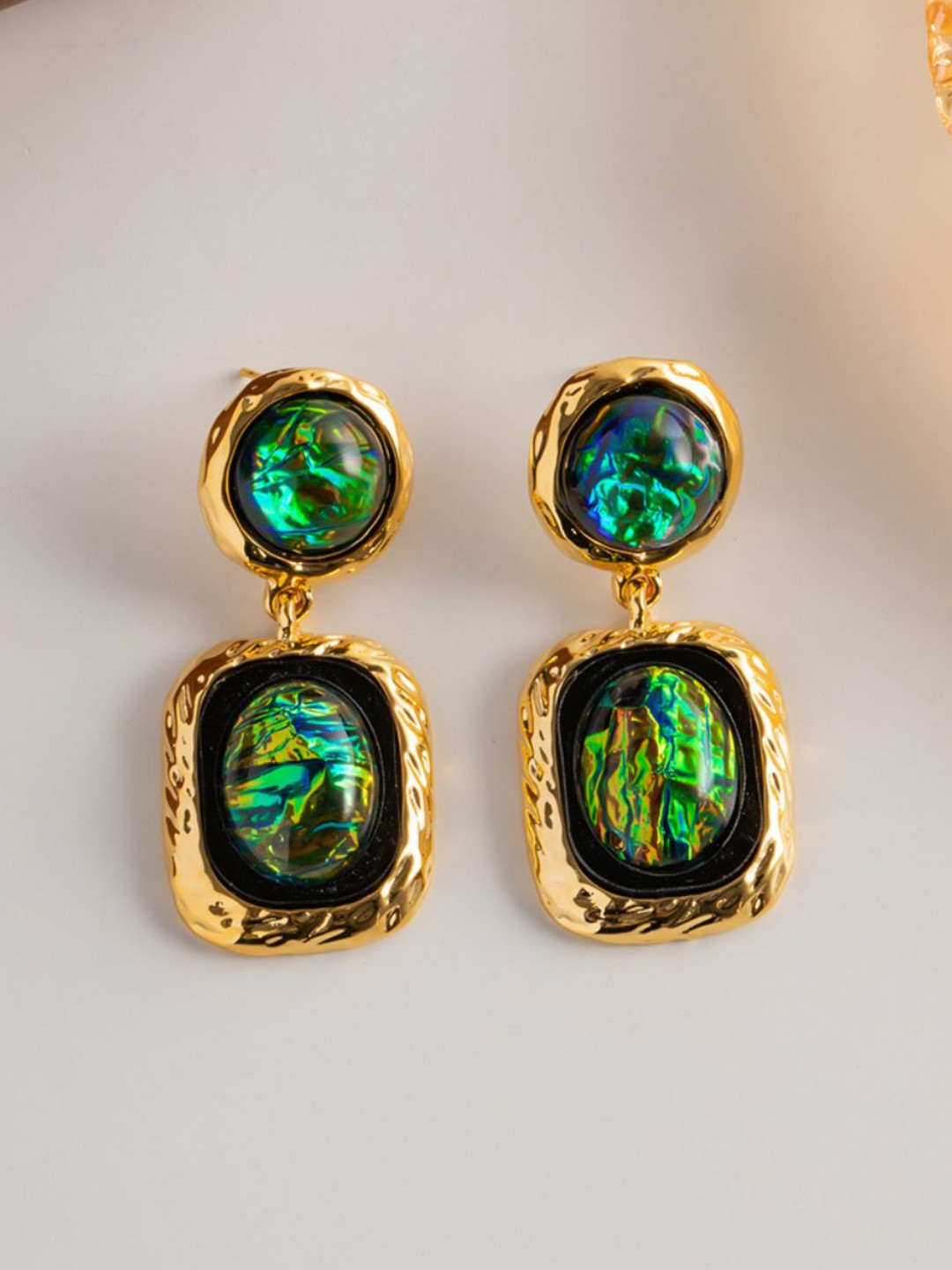 

Dorada Jewellery Gold-Plated Contemporary Drop Earrings, Green