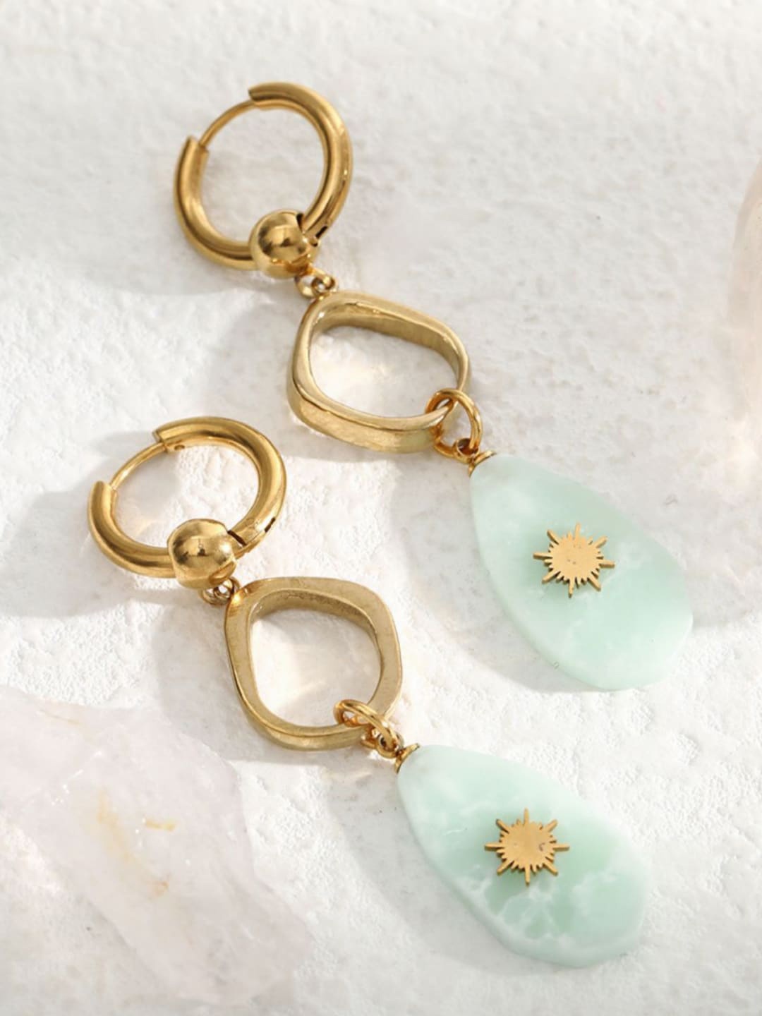 

Dorada Jewellery Gold-Plated Contemporary Hoop Earrings, Turquoise blue