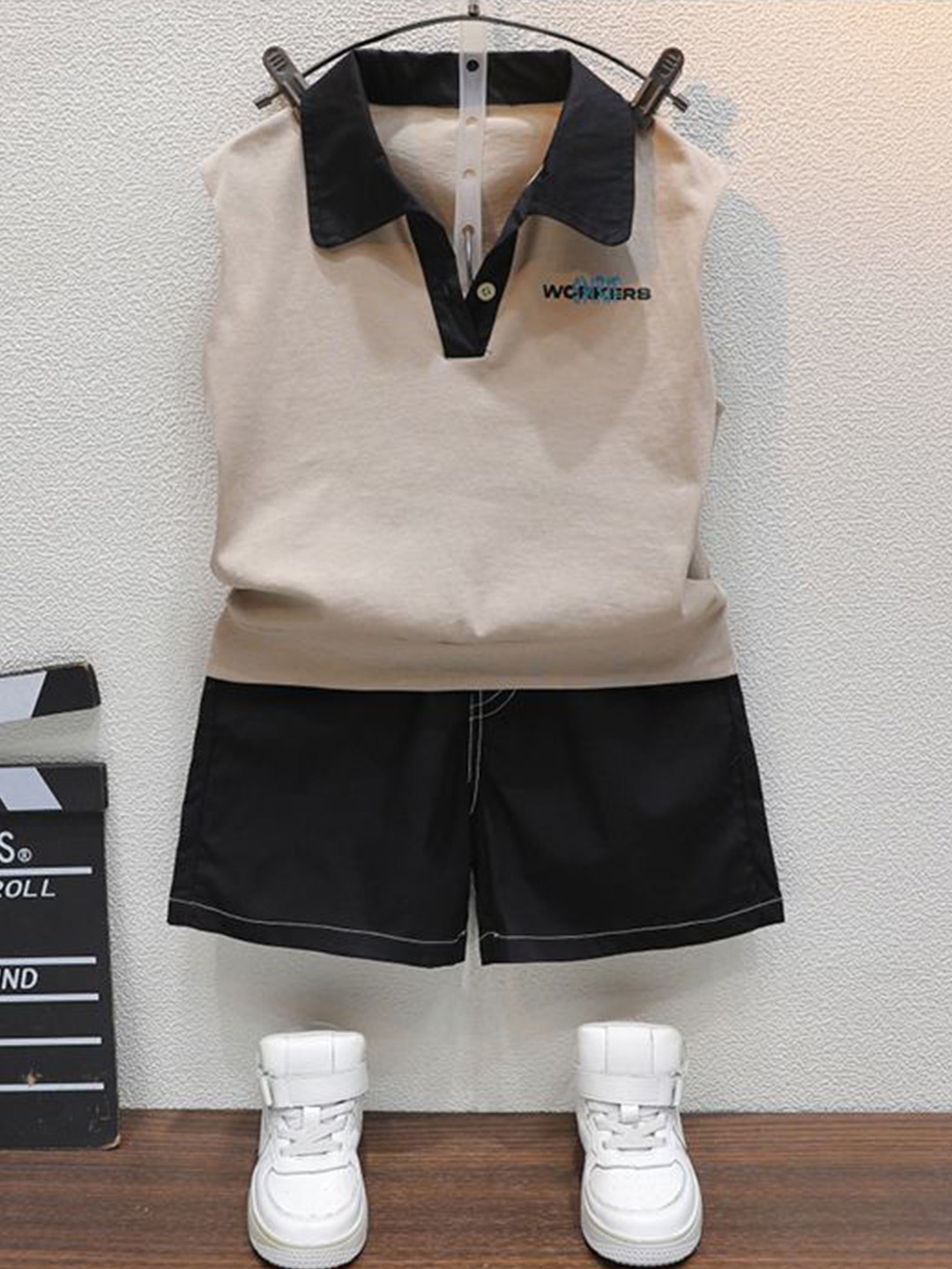 

StyleCast x Revolte Boys Sleeveless Polo Collar T-shirt With Shorts, Beige