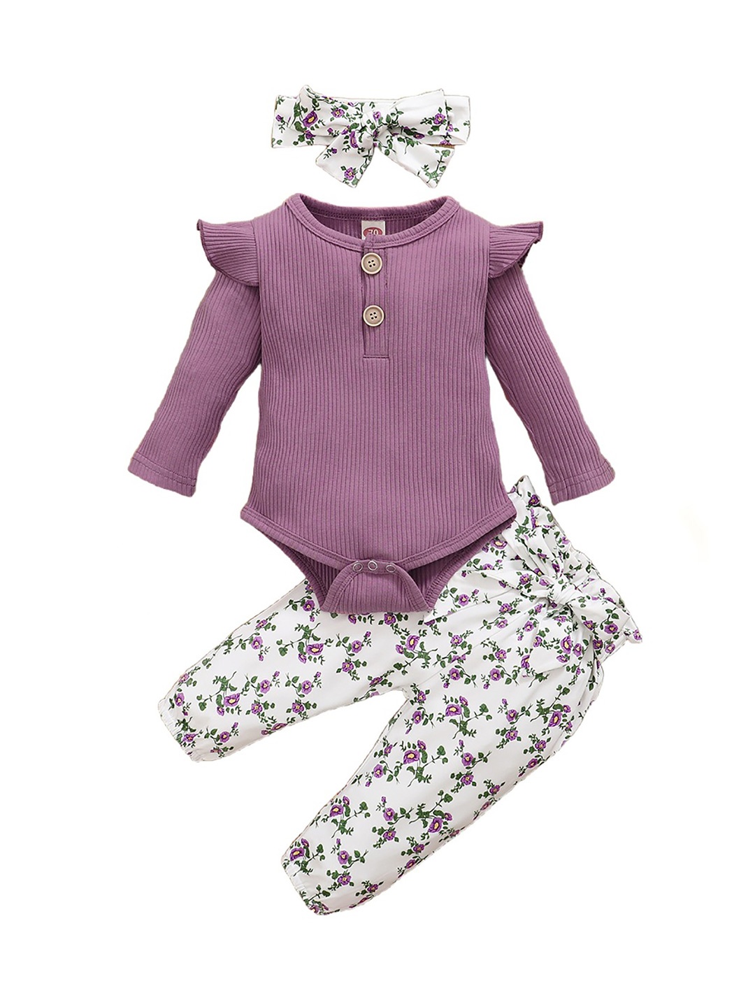 

StyleCast x Revolte Girls Purple & White Striped Top with Pyjamas