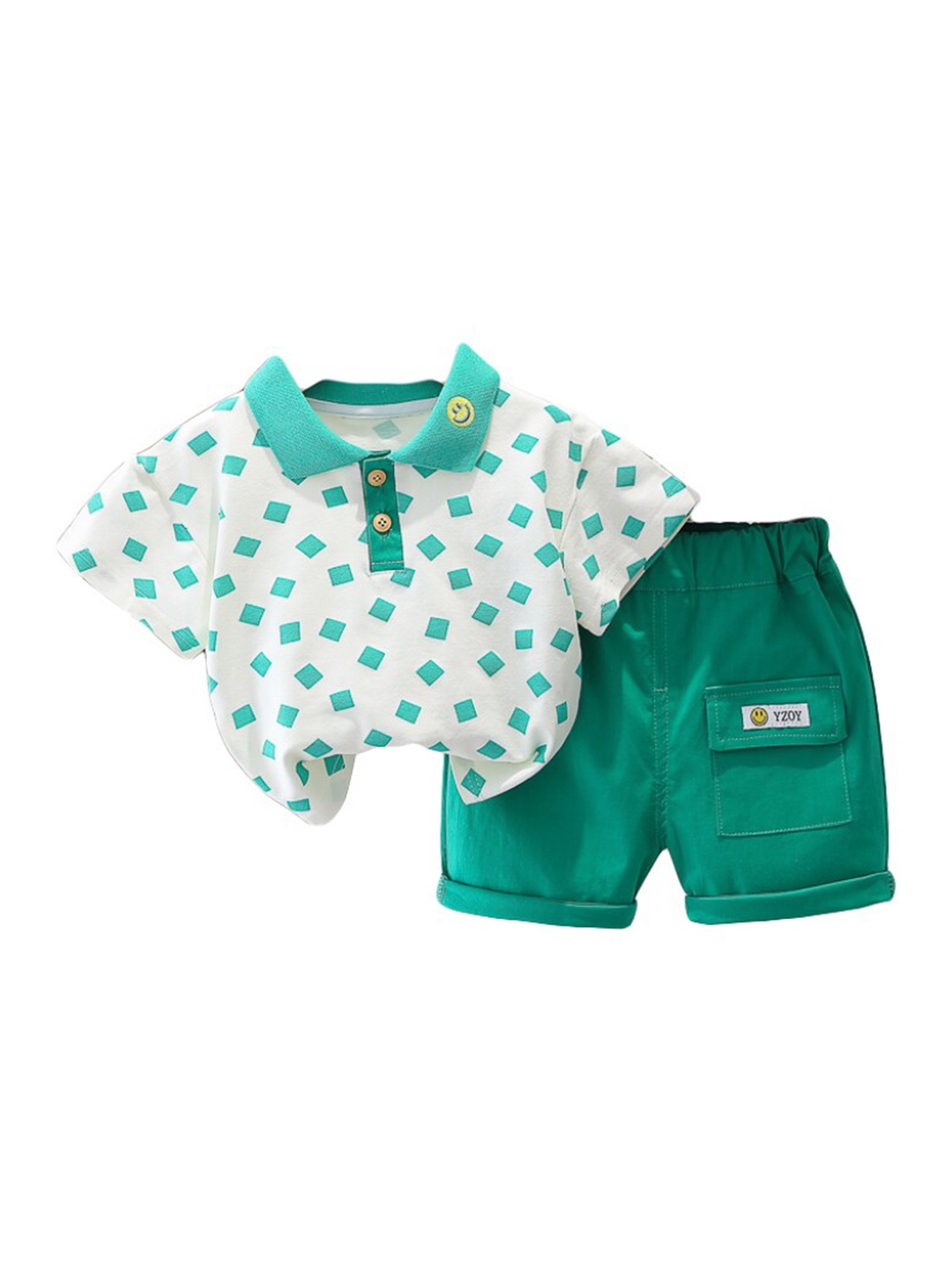 

StyleCast x Revolte Boys Green & White Printed Top with Shorts