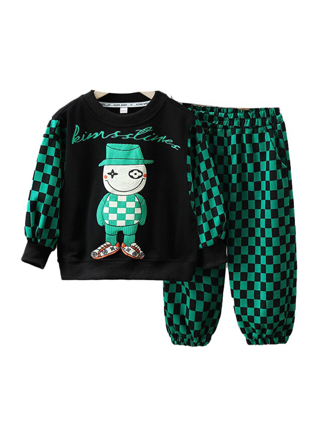 

StyleCast x Revolte Boys Round Neck Long Sleeves Printed T-shirt with Trouser, Green