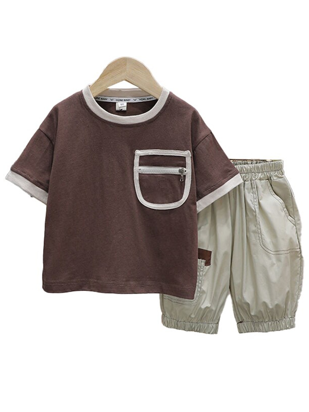 

StyleCast x Revolte Boys Round Neck Short Sleeves T-shirt With Shorts, Brown