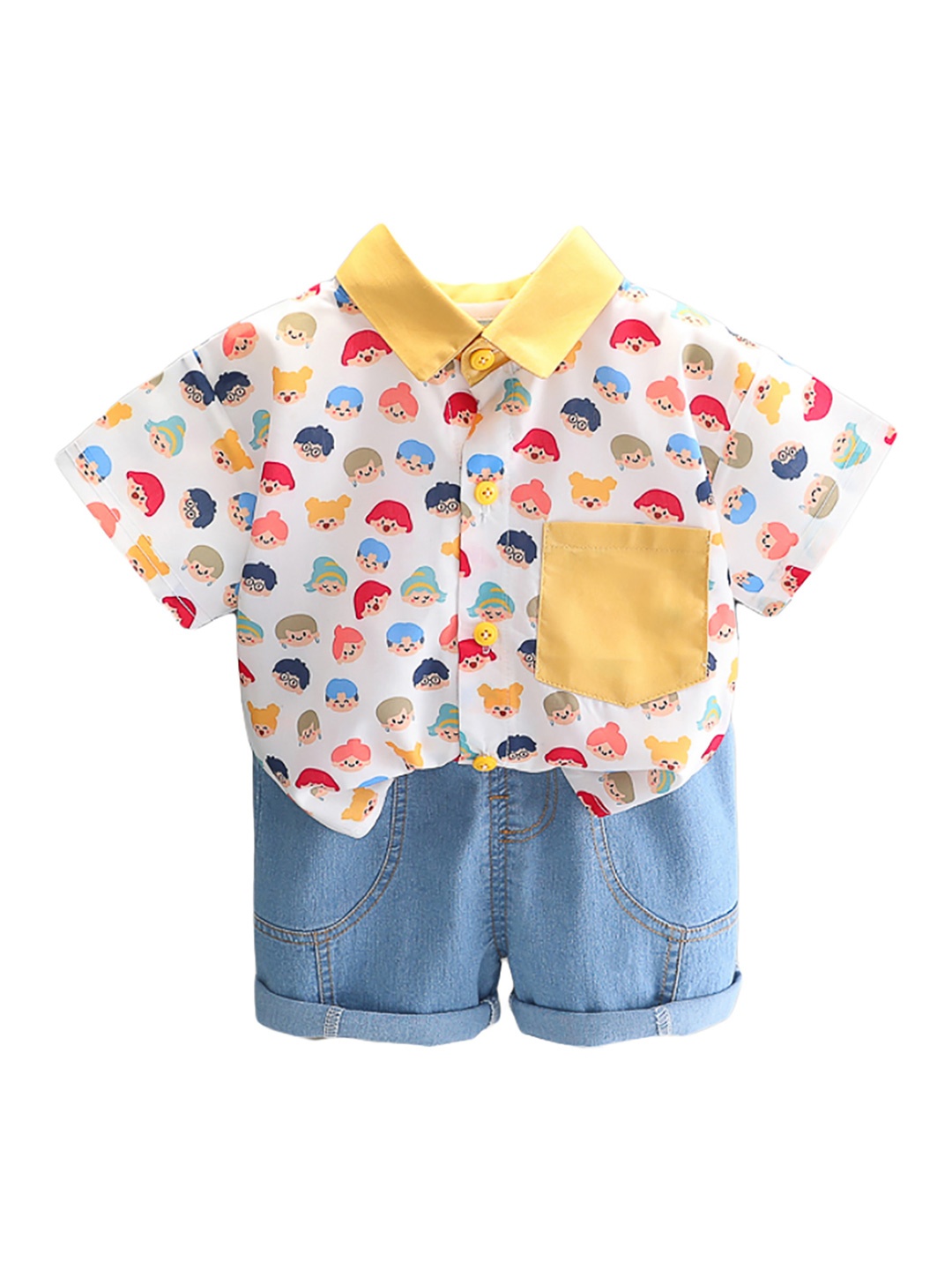 

StyleCast x Revolte Boys White & Blue Printed T-shirt with Shorts