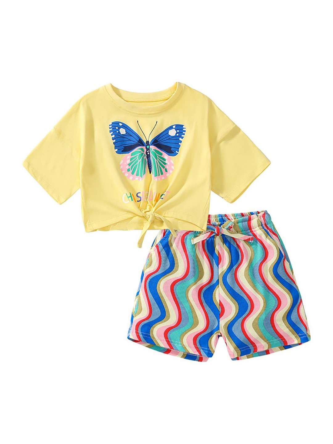 

StyleCast x Revolte Girls Printed Pure Cotton T-shirt With Shorts, Yellow