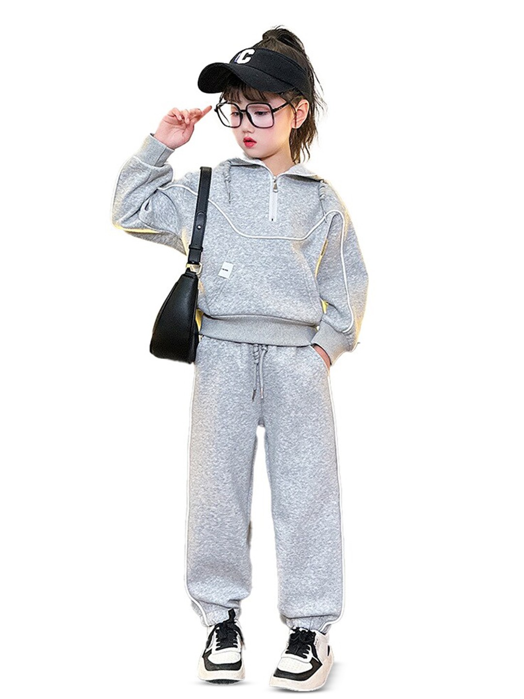 

StyleCast x Revolte Girls Grey Hooded T-shirt with Trousers