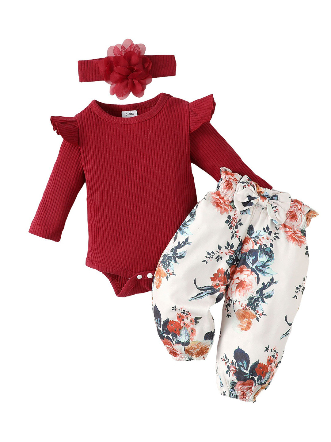 

StyleCast x Revolte Girls Round Neck Long Sleeves Striped T-shirt with Pyjama, Red