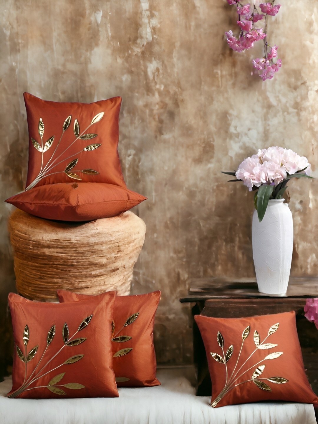

Zikrak Exim Rust 5 Pieces Self Design Square Cushion Covers